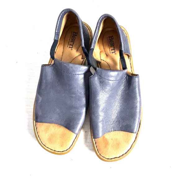Born Cove Modern Blue Leather Flat Sandal Womens Size 8 M - Picture 5 of 10